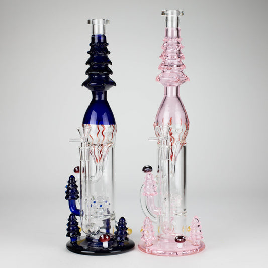 17" Enchanted Forest Glass Bong – Stemless Recycler with 14mm Bowl Joint