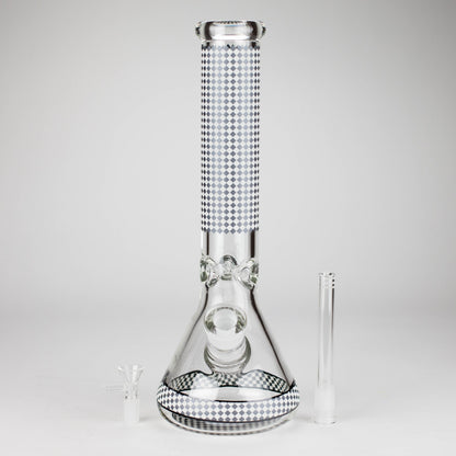 15" Grid Pattern Beaker Bong – Glow in the Dark