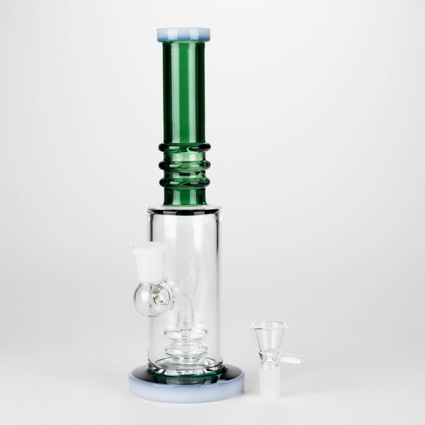 11" Colour Tube Glass Bong with Water Diffuser | 14mm Bowl Joint | Stemless Design