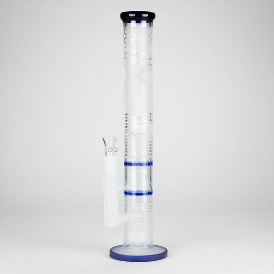 16.5" Straight Frosted Glass Bong with Dual Honeycomb Diffuser – Stemless Design