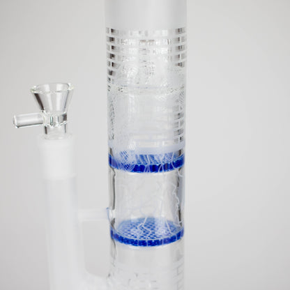 16.5" Straight Frosted Glass Bong with Dual Honeycomb Diffuser – Stemless Design