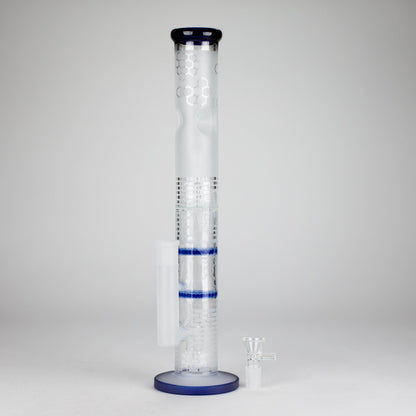 16.5" Straight Frosted Glass Bong with Dual Honeycomb Diffuser – Stemless Design