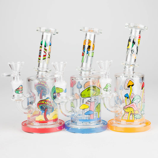 7" Magic Mushroom Glass Bong with Perc – Glow-in-the-Dark