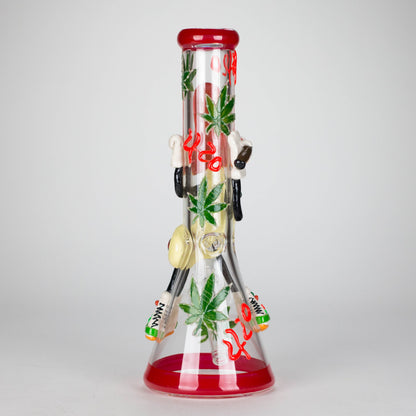 13" Shroomed Out Glow in the dark Glass Bong