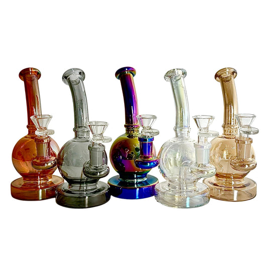 Fortune | 6-3/4" Ball Shape Electroplate Glass Bong – Compact & Stemless