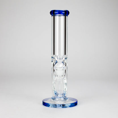 12″ 9mm Colored Accented Straight Tube Glass Bong (C1548)
