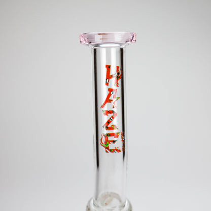 Haze | 10″ Skull & Red Roses Glass Bong – Pink (Mini-S)