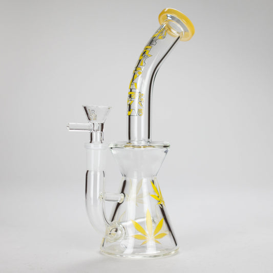 Haze | 8.5″ Weed Leaf Bent Neck Glass Bong – Jade Yellow (Mini-E)