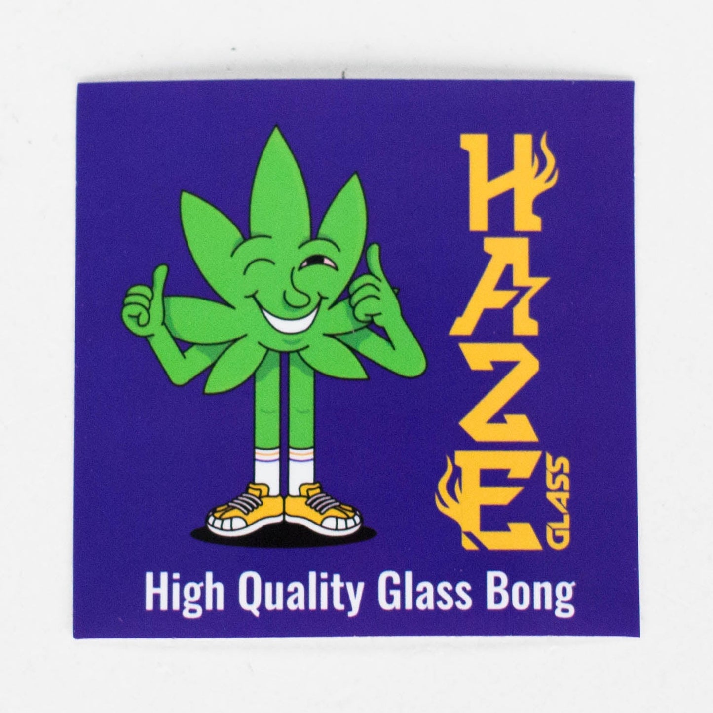 Haze | 8.5″ Weed Leaf Bent Neck Glass Bong – Jade Yellow (Mini-E)