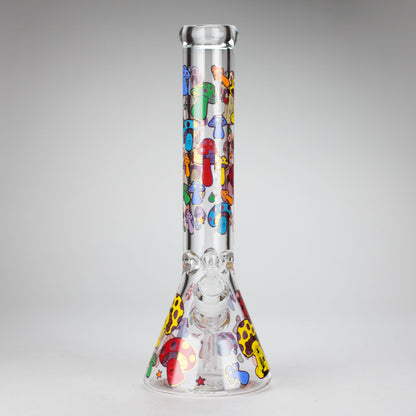 14" Mushroom Design Glass Bong – 7mm Thick with Ice Catcher