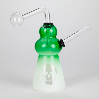 6" Flat Bottom Skull Glass Oil Burner – Compact Design with Assorted Colors