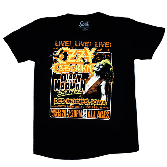 Ozzy Osbourne | “Live” Short Sleeve Unisex Black T-Shirt – Officially Licensed Rock Band Tee
