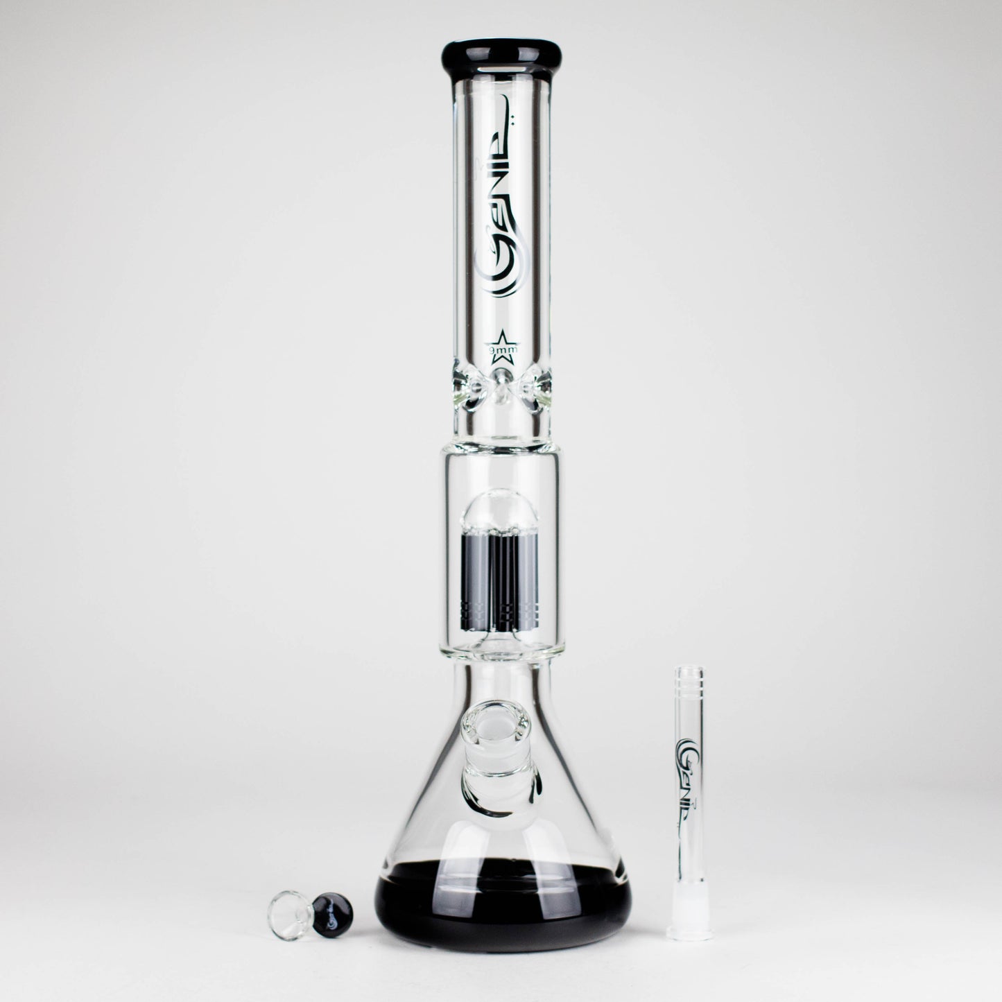 Genie | 17.5" 10-Arm 9mm Colored Bottom Glass Bong [GE4180]