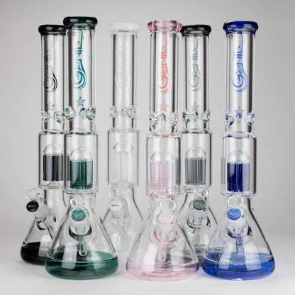 Genie | 17.5" 10-Arm 9mm Colored Bottom Glass Bong [GE4180]