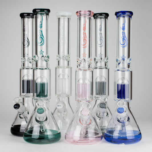 Genie | 17.5" 10-Arm 9mm Colored Bottom Glass Bong [GE4180]