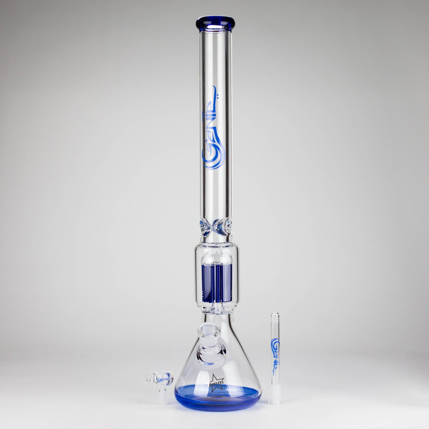 Genie | 24" 12-Arm 9mm Colored Bottom Glass Water Bong [F7-004-1]