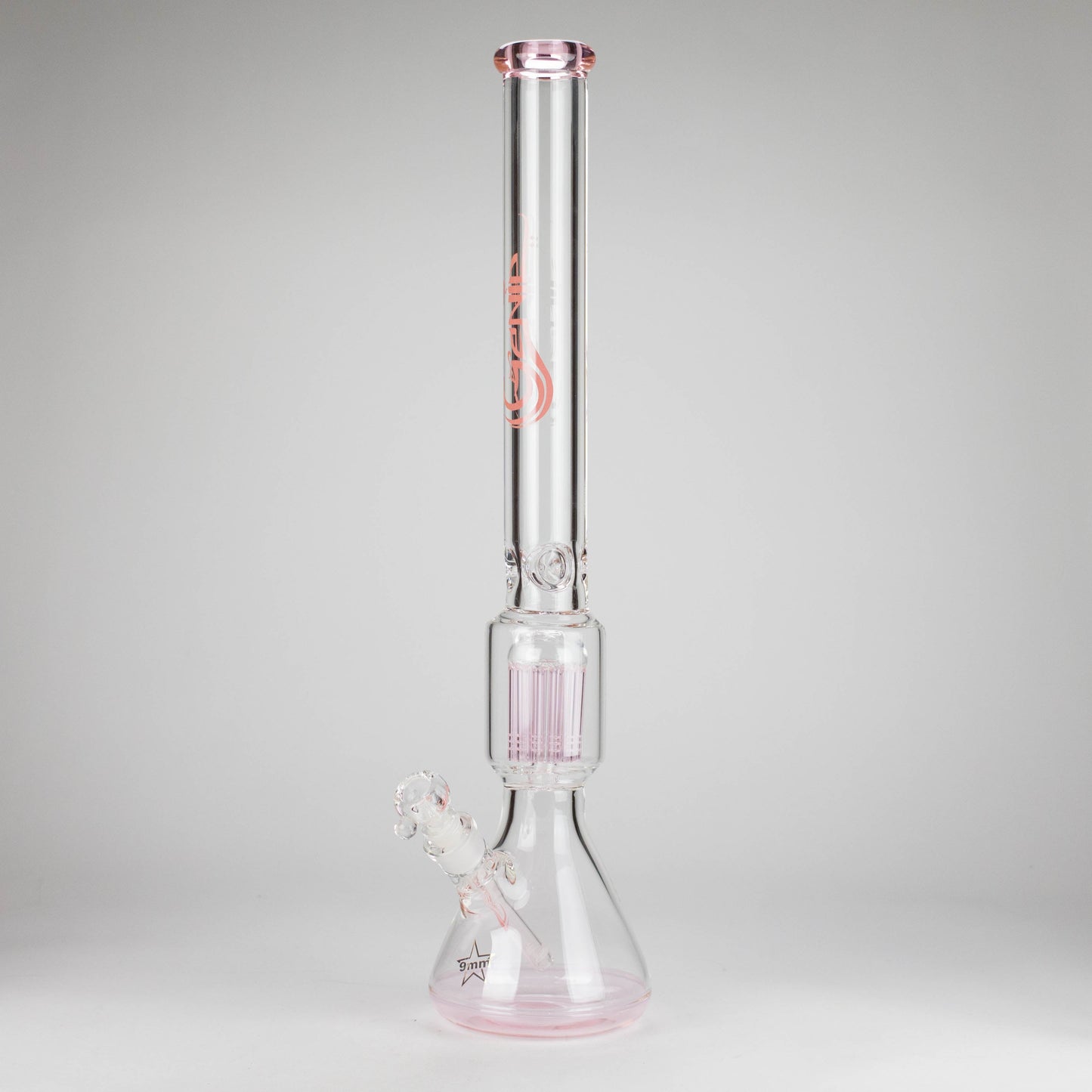 Genie | 24" 12-Arm 9mm Colored Bottom Glass Water Bong [F7-004-1]