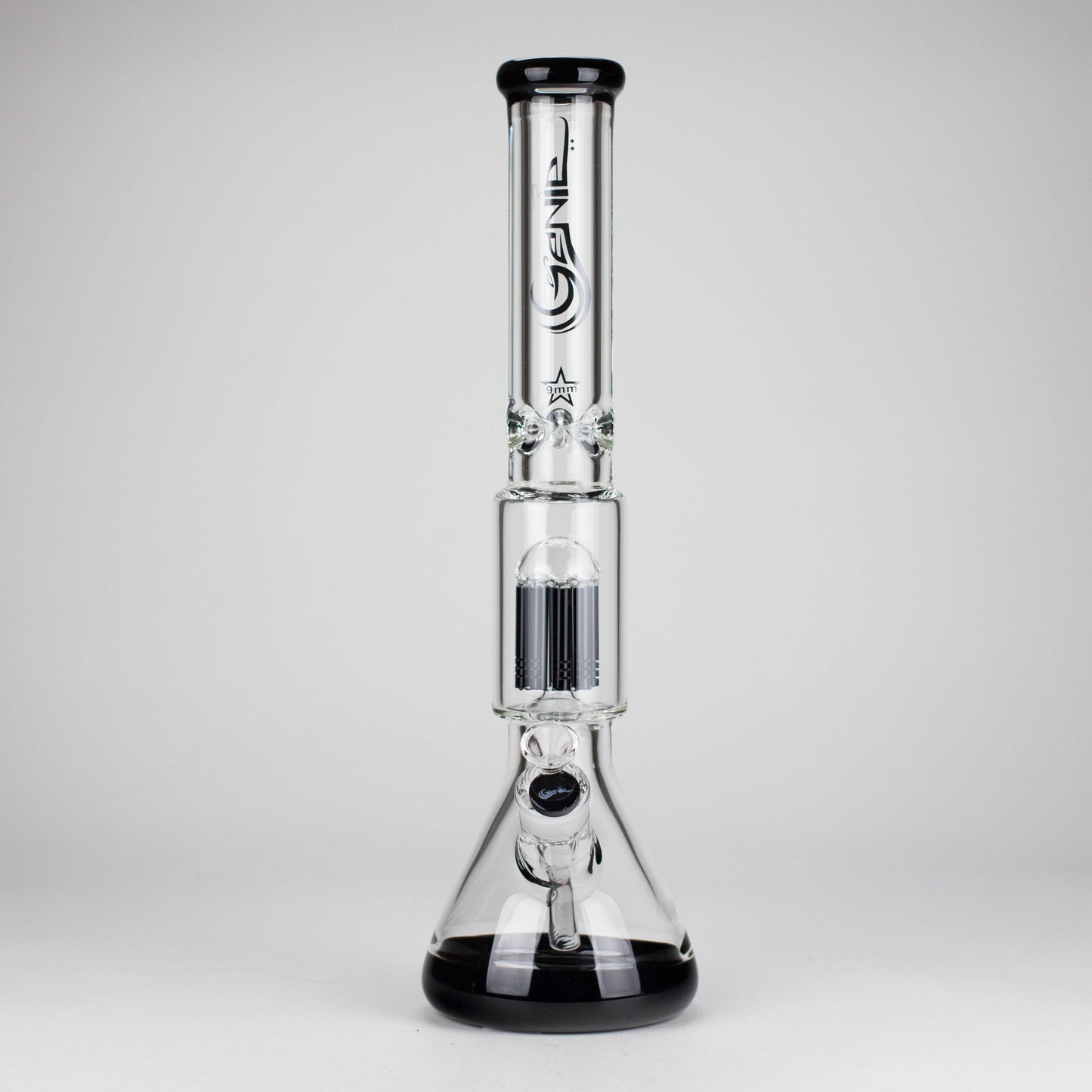 Genie | 17.5" 10-Arm 9mm Colored Bottom Glass Bong [GE4180]