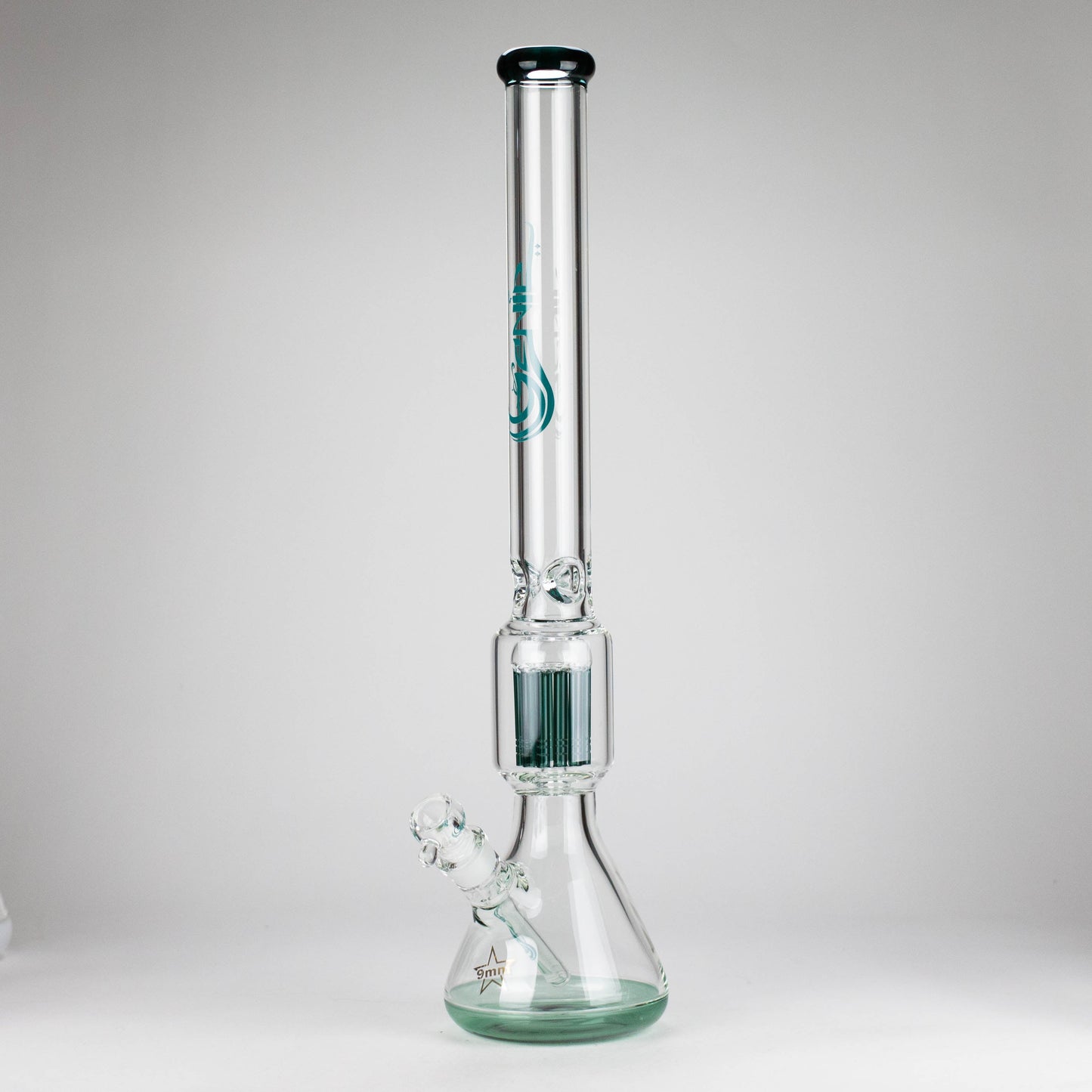 Genie | 24" 12-Arm 9mm Colored Bottom Glass Water Bong [F7-004-1]