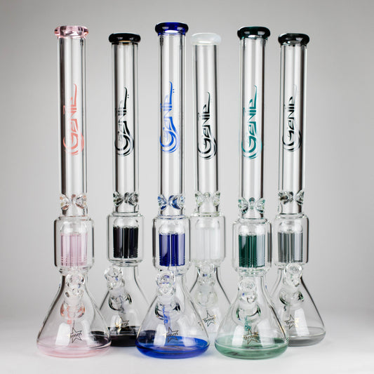 Genie | 24" 12-Arm 9mm Colored Bottom Glass Water Bong [F7-004-1]