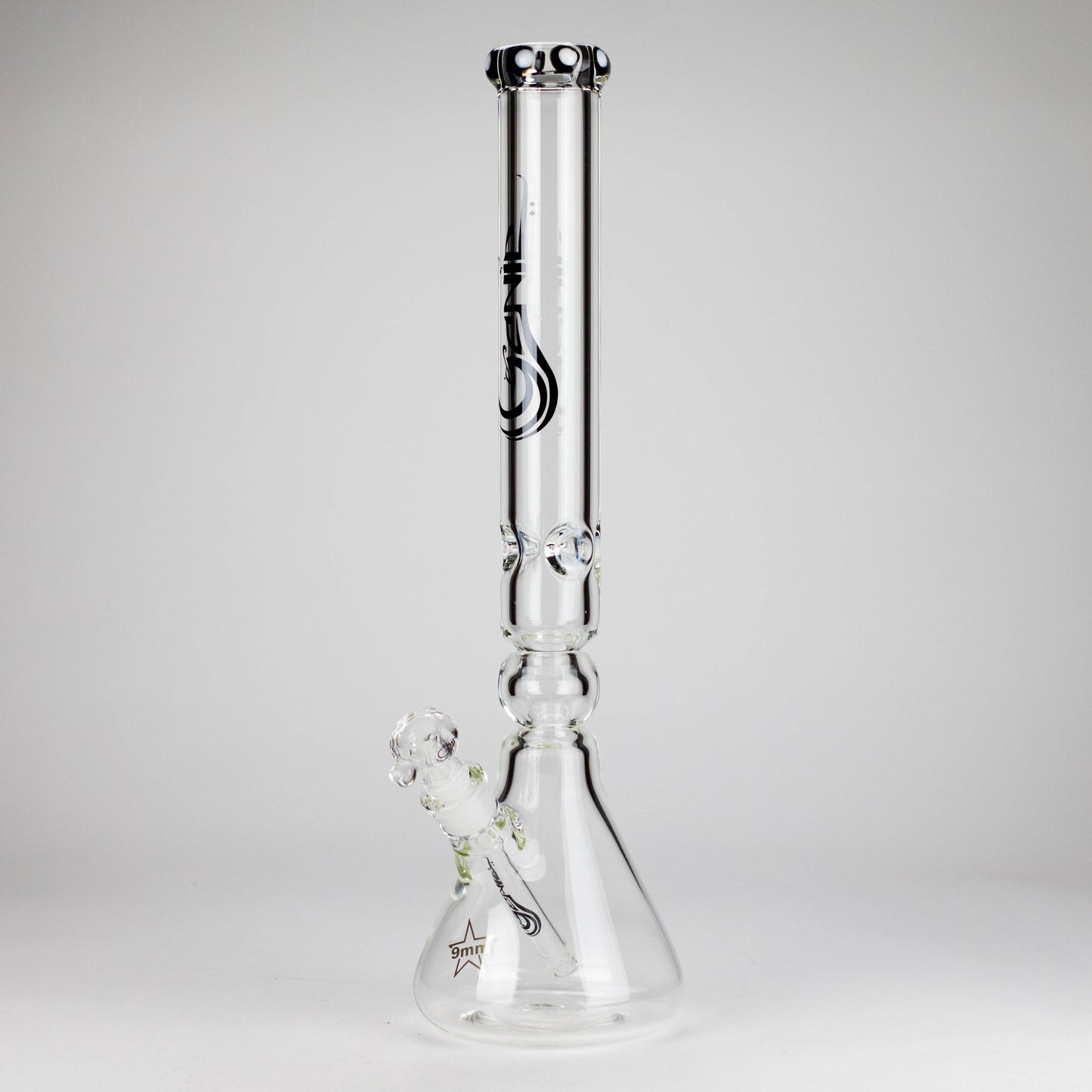 Genie | 19.5" 9mm Curved Shaft Glass Beaker Bong [F7-002-1]