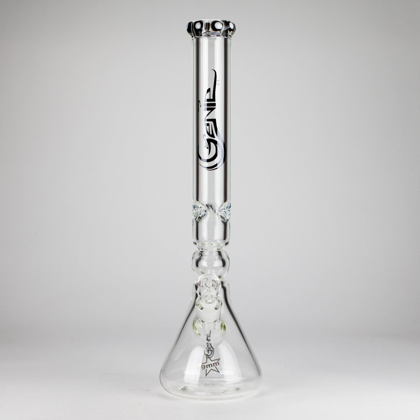 Genie | 19.5" 9mm Curved Shaft Glass Beaker Bong [F7-002-1]
