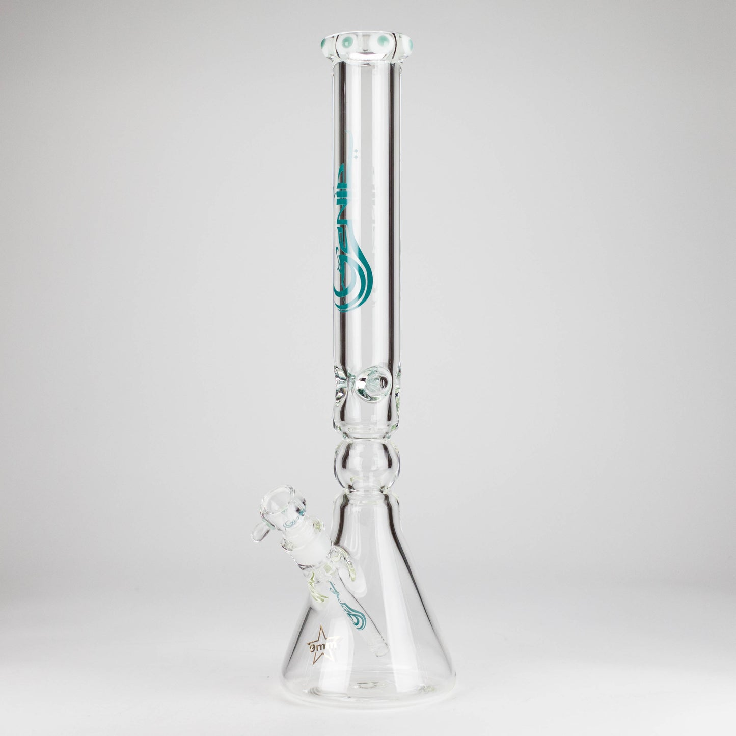 Genie | 19.5" 9mm Curved Shaft Glass Beaker Bong [F7-002-1]