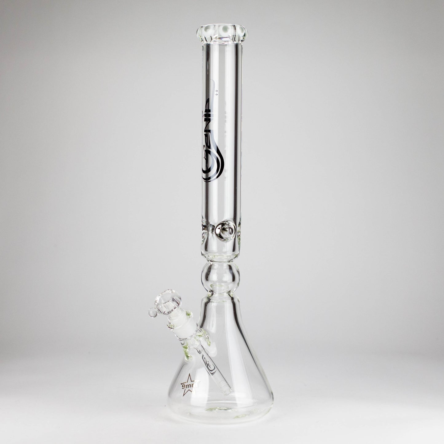 Genie | 19.5" 9mm Curved Shaft Glass Beaker Bong [F7-002-1]