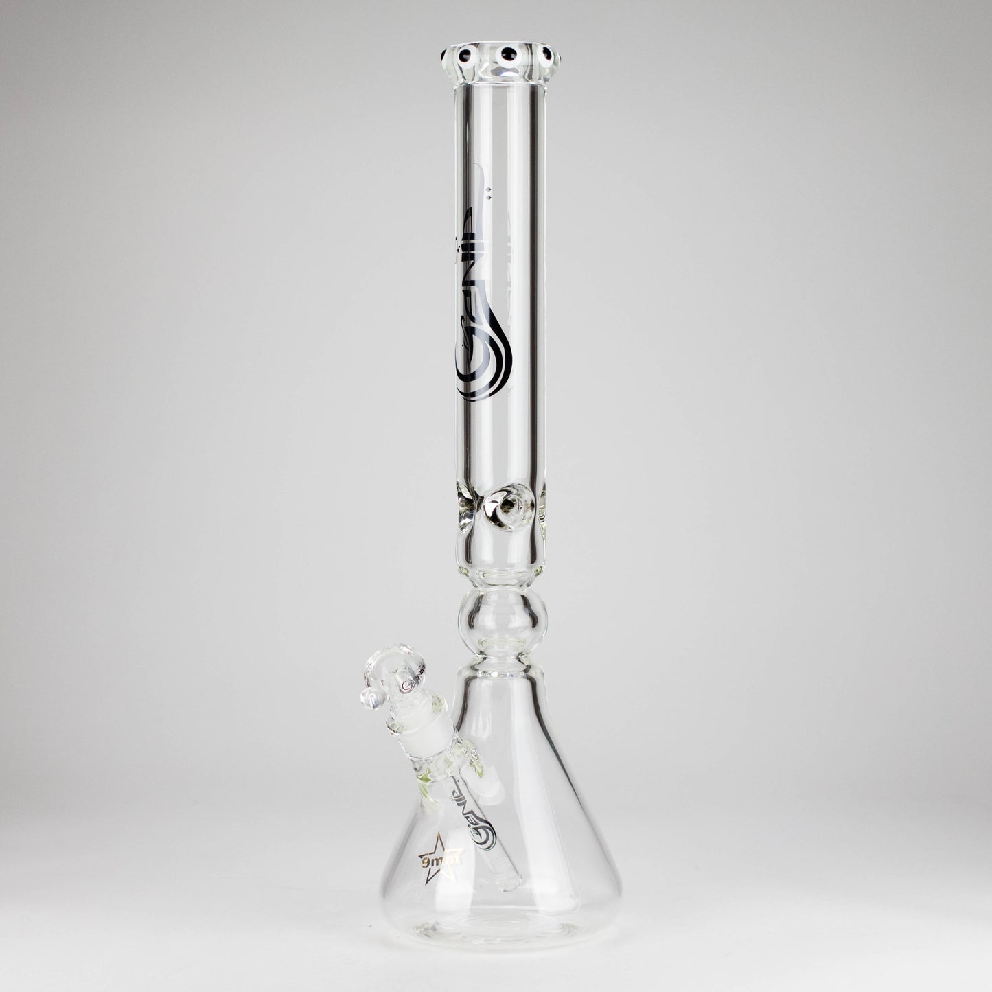 Genie | 19.5" 9mm Curved Shaft Glass Beaker Bong [F7-002-1]