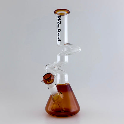 Wicked | Zig-Zag 12" 4mm 4 Colours Assorted Glass Beaker Bong