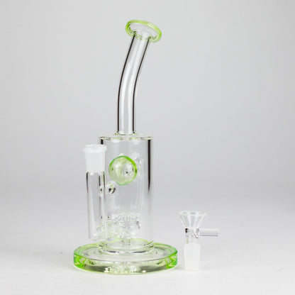 9" Ball Perc Glass Bong – Green with Bent Neck & 14mm Bowl
