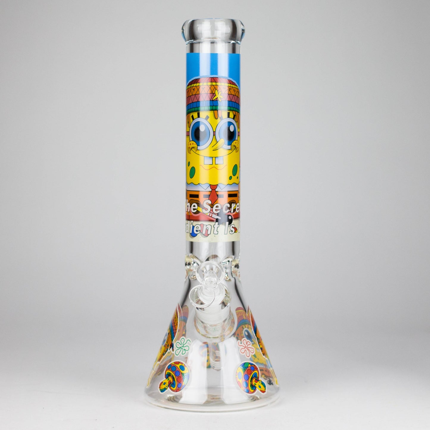 14" 7 mm Glass Bong With Cartoon Sponge Design