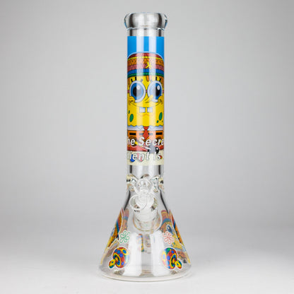 14" 7 mm Glass Bong With Cartoon Sponge Design