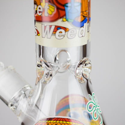 14" 7 mm Glass Bong With Cartoon Sponge Design