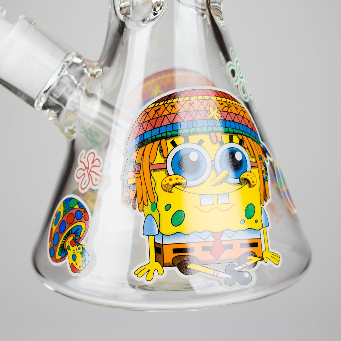 14" 7 mm Glass Bong With Cartoon Sponge Design