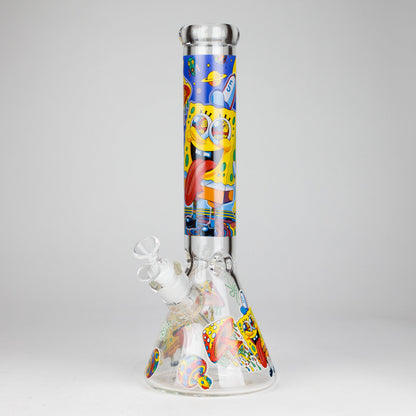 14" 7 mm Glass Bong With Cartoon Sponge Design