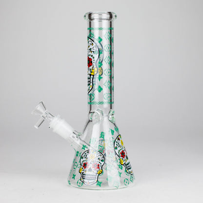 10" Sugar Skull  Design Glass Beaker Bong
