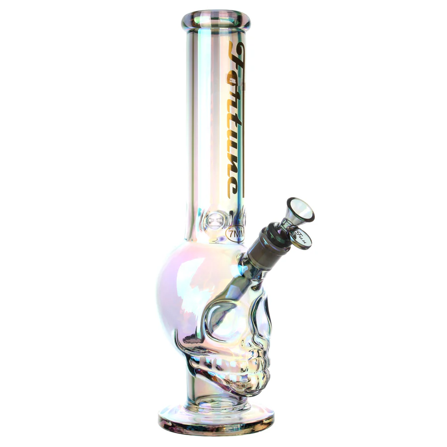 Fortune | 14" 7mm Electroplated Skull Glass Bong