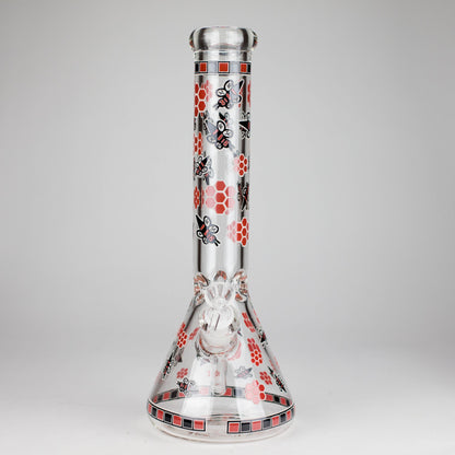 14" Honey Bee Glow-in-the-Dark Glass Beaker Bong – 7mm Thick