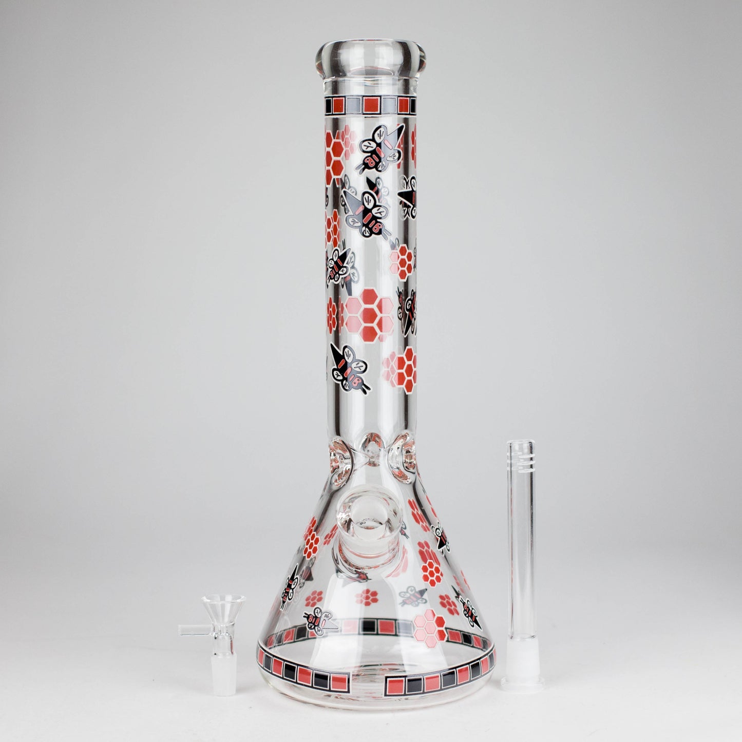 14" Honey Bee Glow-in-the-Dark Glass Beaker Bong – 7mm Thick