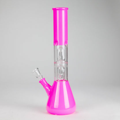12" Double Perc Fancy Glass Water Bong – Assorted Colors