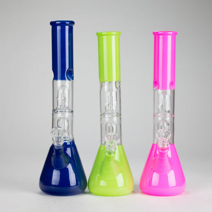 12" Double Perc Fancy Glass Water Bong – Assorted Colors