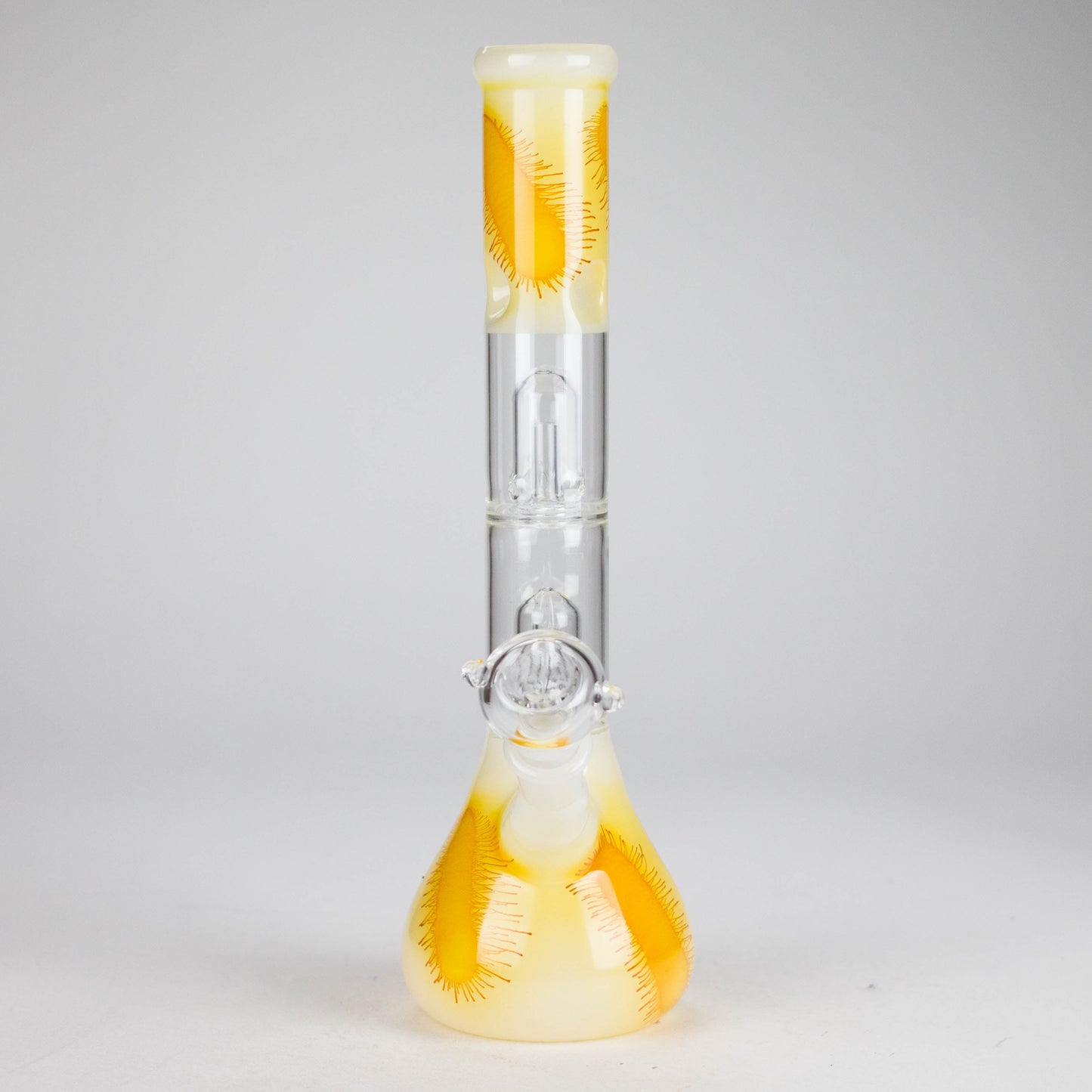 12" Double Perc Glass Water Bong – Fungus Design (Assorted Colors)