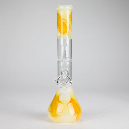 12" Double Perc Glass Water Bong – Fungus Design (Assorted Colors)