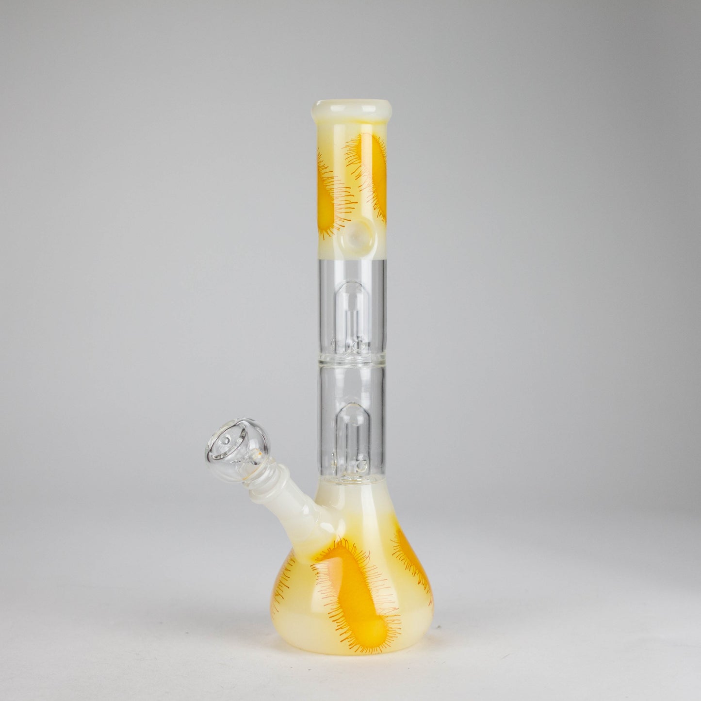 12" Double Perc Glass Water Bong – Fungus Design (Assorted Colors)