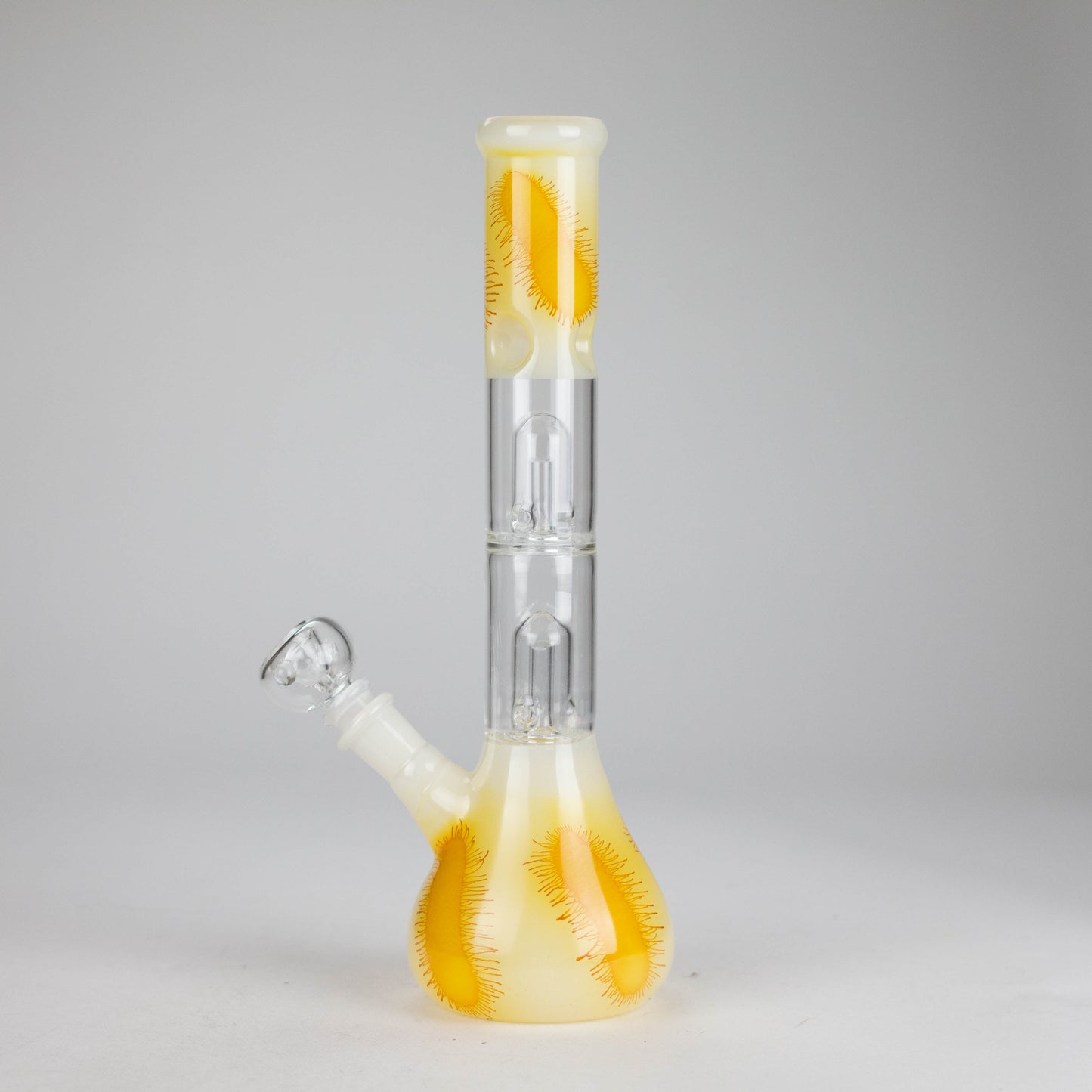 12" Double Perc Glass Water Bong – Fungus Design (Assorted Colors)
