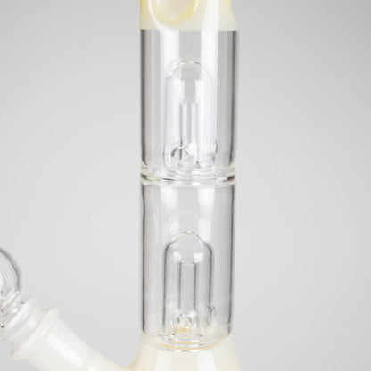 12" Double Perc Glass Water Bong – Fungus Design (Assorted Colors)