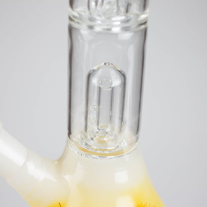 12" Double Perc Glass Water Bong – Fungus Design (Assorted Colors)