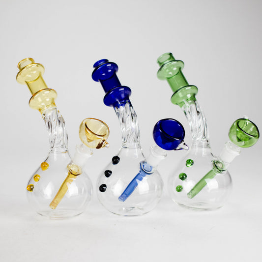 7" Twisted Bend Tube Glass Bong – Assorted Colors