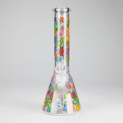 10″ Flower Design Glass Beaker Bong